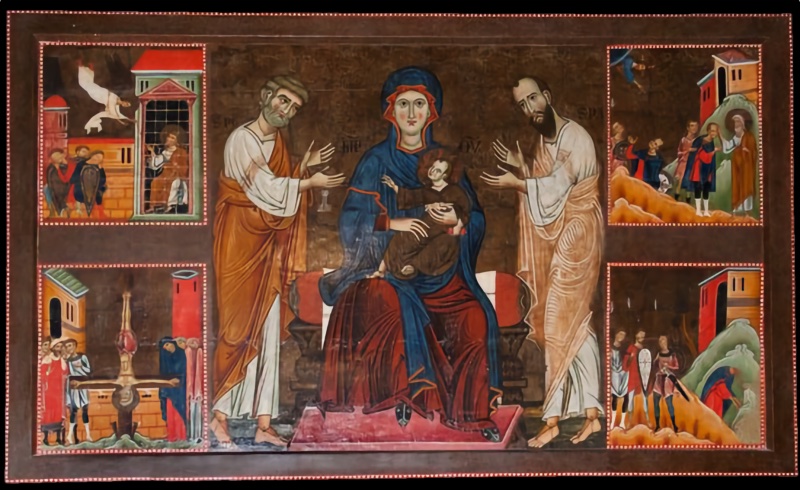 Madonna and Child Enthroned between Saint Peter and Saint Paul with Stories from Their Lives